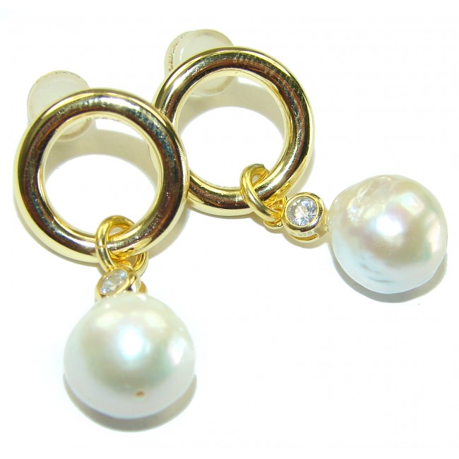 Precious genuine Mother of Pearl 14K Gold over .925 Sterling Silver earrings