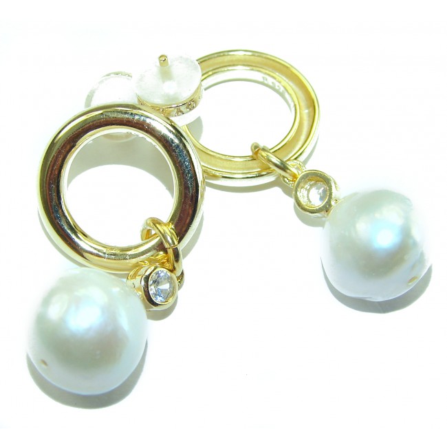 Precious genuine Mother of Pearl 14K Gold over .925 Sterling Silver earrings