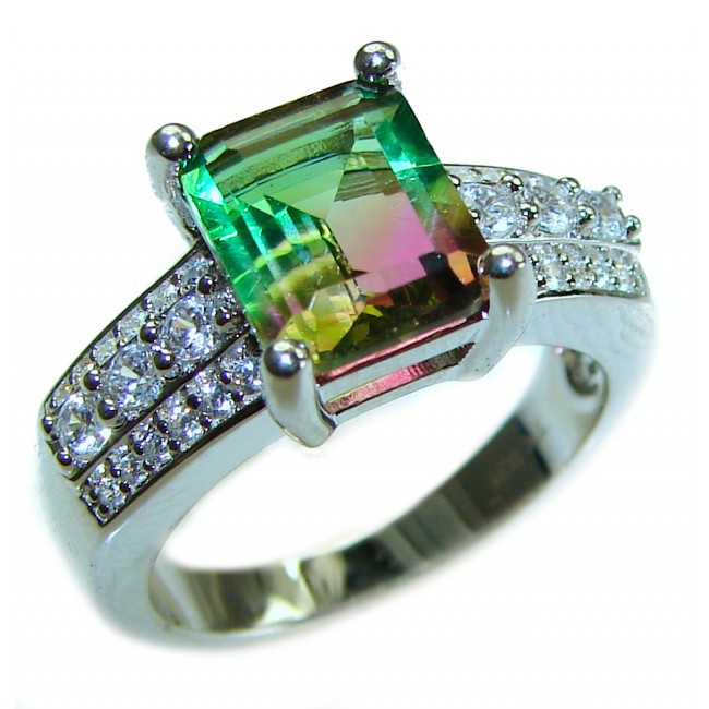 15.5 carat Brazilian Tourmaline .925 Sterling Silver Perfectly handcrafted Ring s. 8