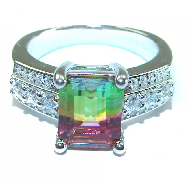 15.5 carat Brazilian Tourmaline .925 Sterling Silver Perfectly handcrafted Ring s. 8