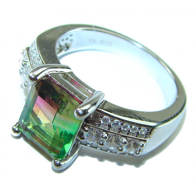 15.5 carat Brazilian Tourmaline .925 Sterling Silver Perfectly handcrafted Ring s. 8