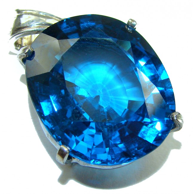 Wild Ocean 23.5 carat London Blue Topaz .925 Sterling Silver handmade Pendant