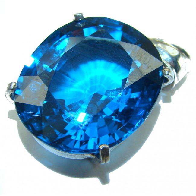 Wild Ocean 23.5 carat London Blue Topaz .925 Sterling Silver handmade Pendant