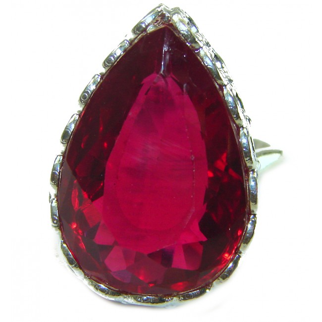 Red Brilliance 42.5 carat Red Topaz 14K Gold over .925 Silver handcrafted Cocktail Ring s. 9 1/4