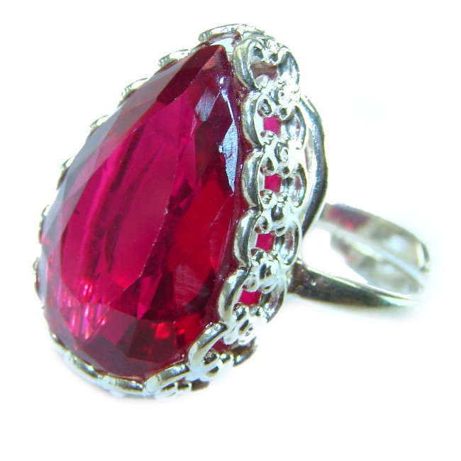 Red Brilliance 42.5 carat Red Topaz 14K Gold over .925 Silver handcrafted Cocktail Ring s. 9 1/4