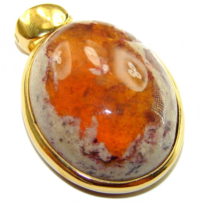 Bonfire Night Natural Mexican Fire Opal 14K Rose Gold over .925 Sterling Silver handmade Pendant