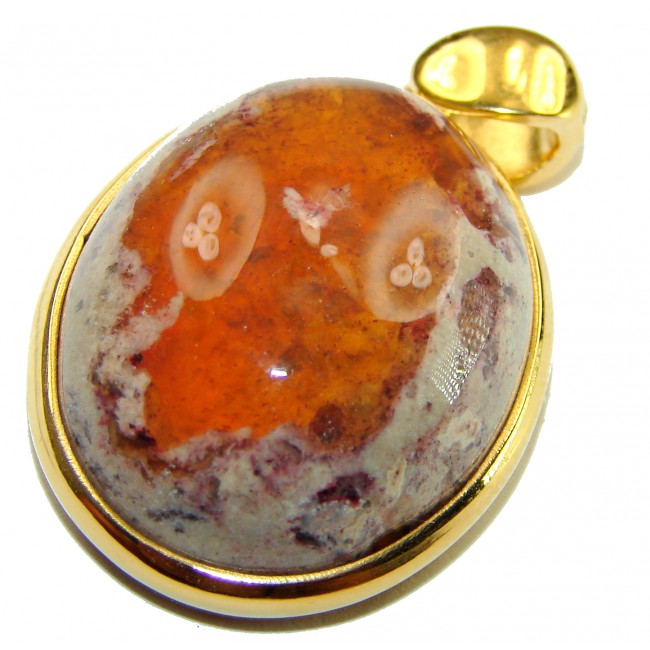 Bonfire Night Natural Mexican Fire Opal 14K Rose Gold over .925 Sterling Silver handmade Pendant