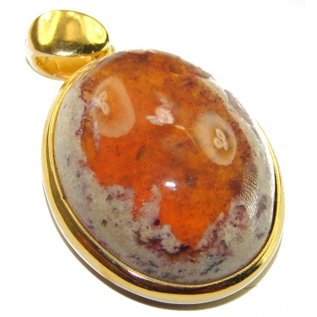 Bonfire Night Natural Mexican Fire Opal 14K Rose Gold over .925 Sterling Silver handmade Pendant