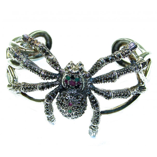 Black Widow Spider .925 Sterling Silver handmade Bracelet / Cuff