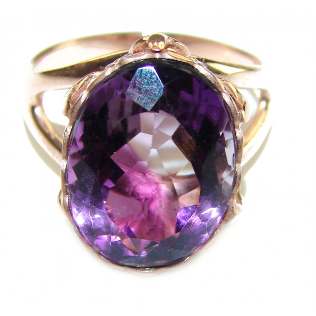 Purple Amethyst 14K Rose Gold over .925 Sterling Silver Handcrafted Ring size 7