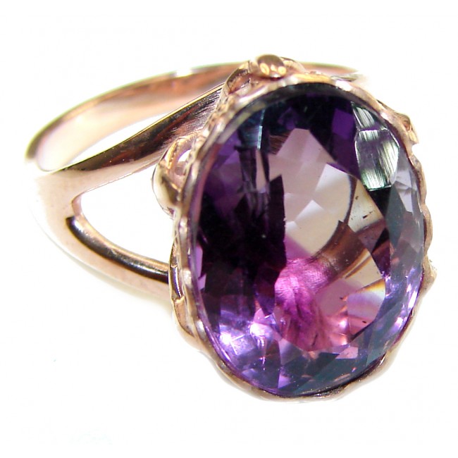 Purple Amethyst 14K Rose Gold over .925 Sterling Silver Handcrafted Ring size 7