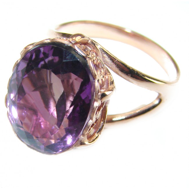 Purple Amethyst 14K Rose Gold over .925 Sterling Silver Handcrafted Ring size 7