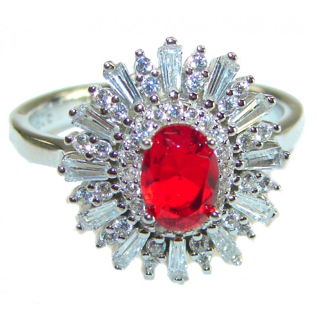 Royal Red Ruby .925 Sterling Silver handcrafted Ring size 8