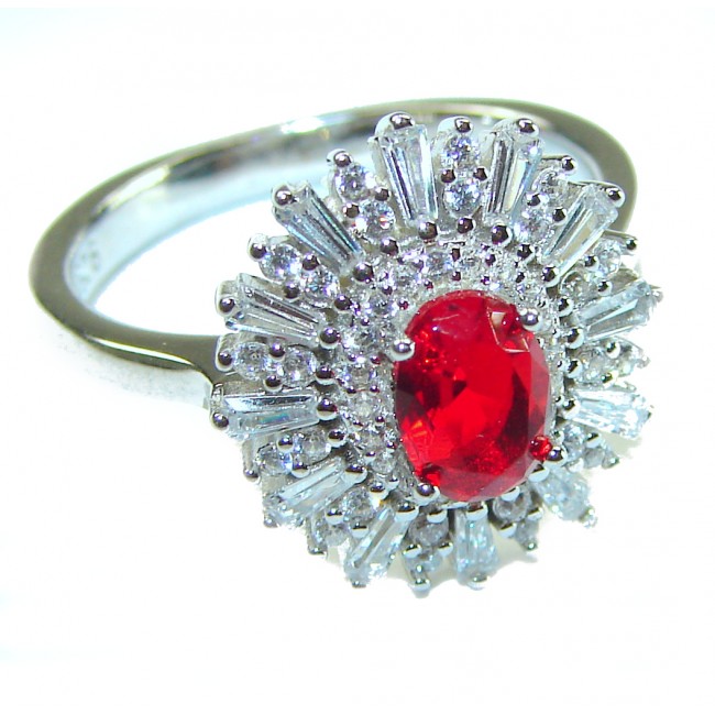 Royal Red Ruby .925 Sterling Silver handcrafted Ring size 8