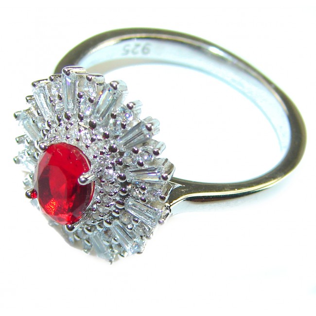 Royal Red Ruby .925 Sterling Silver handcrafted Ring size 8