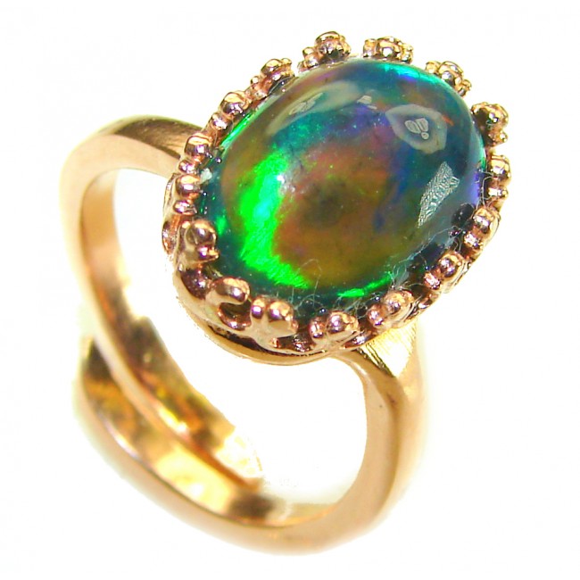 Remote Galaxy Genuine 8.55 carat Black Opal 18K Gold over .925 Sterling Silver handmade Ring size 8 adjustable