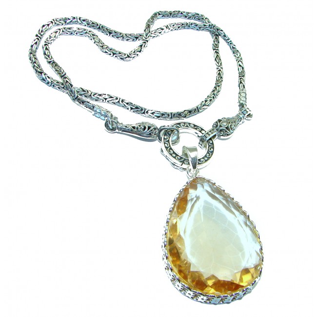 Outstanding Lemon Quartz .925 Sterling Silver handcrafted Statement necklace