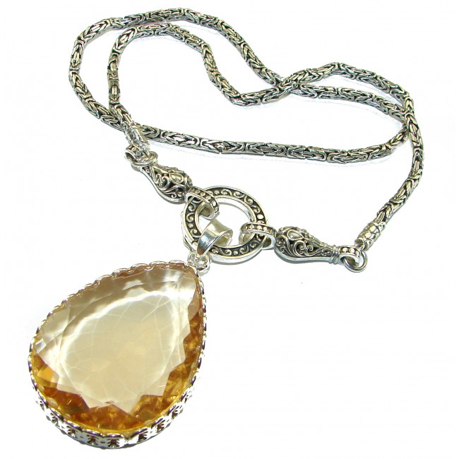 Outstanding Lemon Quartz .925 Sterling Silver handcrafted Statement necklace