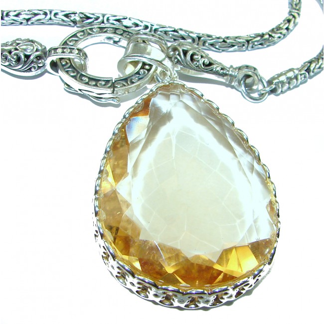 Outstanding Lemon Quartz .925 Sterling Silver handcrafted Statement necklace