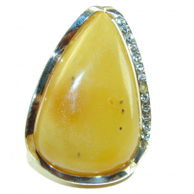 Modern Concept Natural Baltic Amber .925 Sterling Silver ring s. 9 1/2