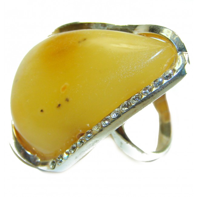 Modern Concept Natural Baltic Amber .925 Sterling Silver ring s. 9 1/2