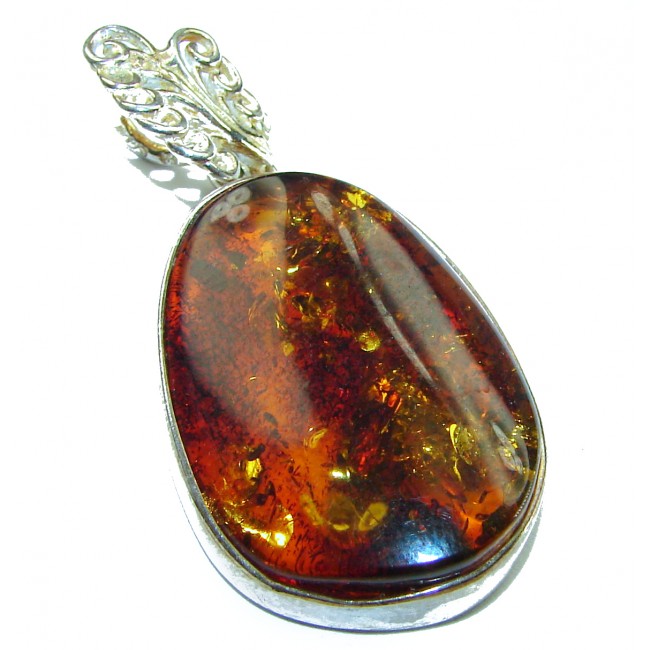 Vintage Beauty authentic Baltic Amber .925 Sterling Silver handcrafted pendant