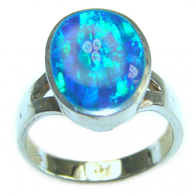 Australian Doublet Opal .925 Sterling Silver handcrafted ring size 6