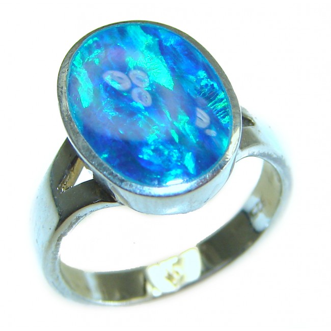 Australian Doublet Opal .925 Sterling Silver handcrafted ring size 6