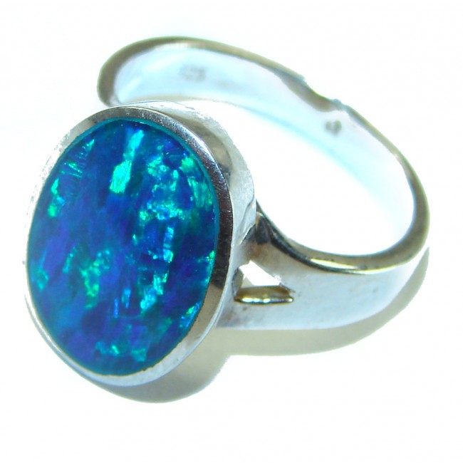 Australian Doublet Opal .925 Sterling Silver handcrafted ring size 6