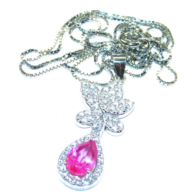 Spectacular Pink Sapphire .925 Sterling Silver handmade Necklace