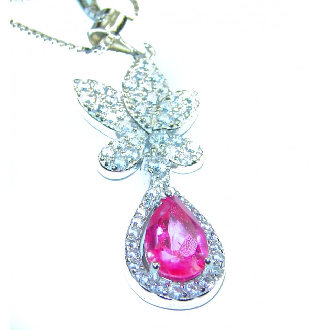 Spectacular Pink Sapphire .925 Sterling Silver handmade Necklace