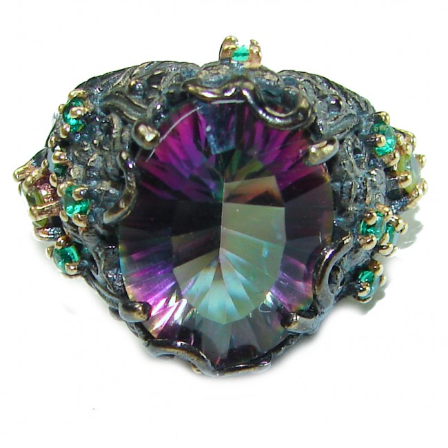 Vintage Style Mystic Topaz black rhodium over Sterling Silver Ring s. 7 3/4