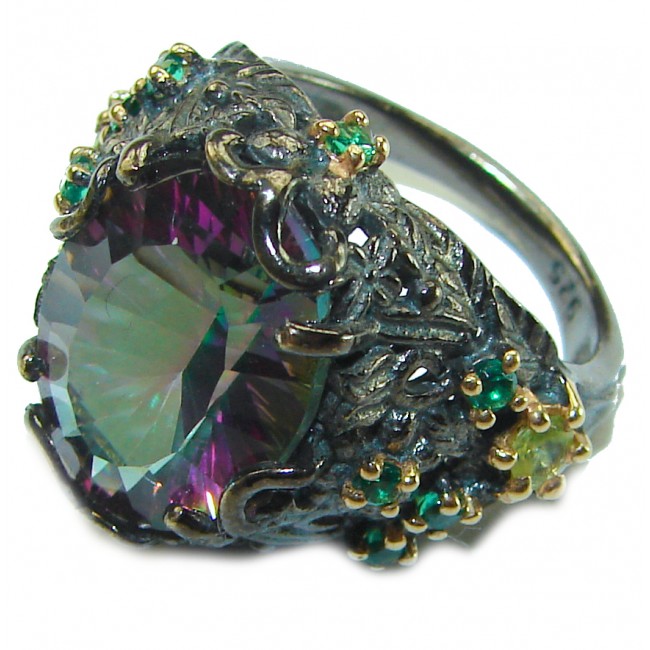 Vintage Style Mystic Topaz black rhodium over Sterling Silver Ring s. 7 3/4