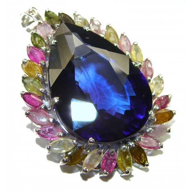 Buena Vista Pure Perfection London Blue Topaz .925 Sterling Silver handmade Pendant Brooch