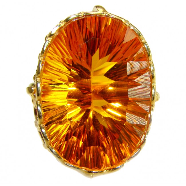 Yellow Beauty 39.5 carat Yellow Topaz .925 Sterling Silver Large Ring size 8 adjustable