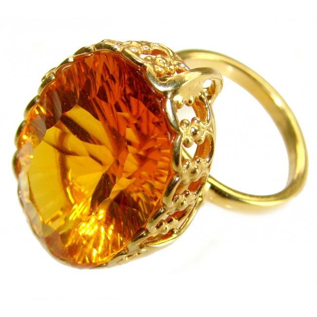 Yellow Beauty 39.5 carat Yellow Topaz .925 Sterling Silver Large Ring size 8 adjustable