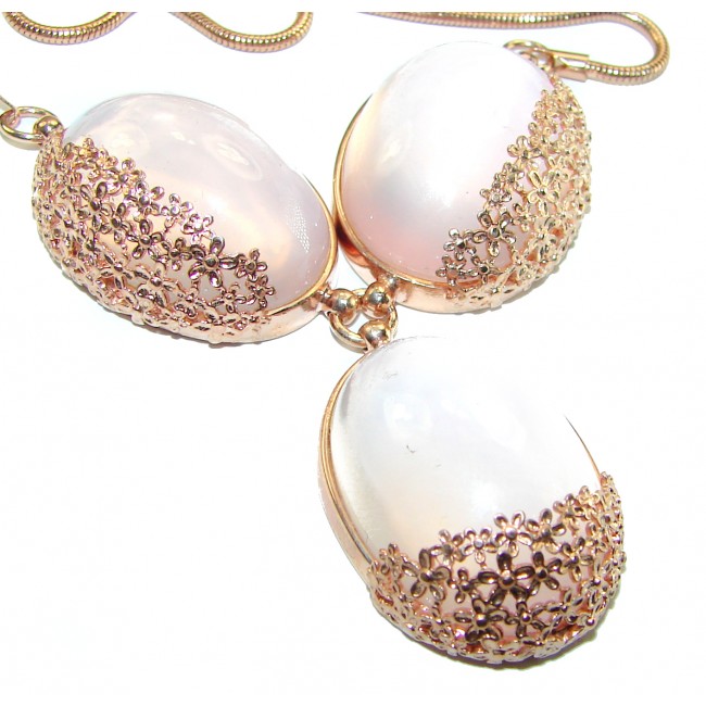 Magical Rose Quartz 14K Rose Gold over .925 Sterling Silver handcrafted Statement necklace