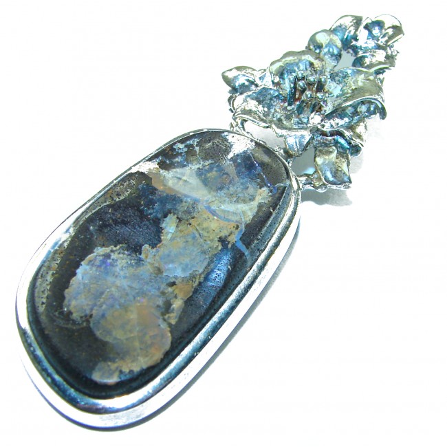 Authentic Australian Boulder Opal .925 Sterling Silver handmade Pendant