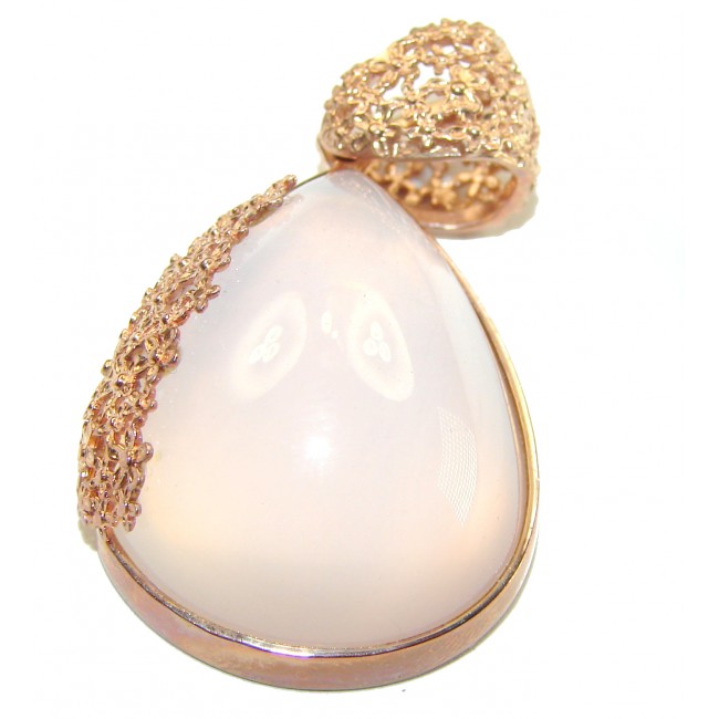 Vintage Beauty quality Rose Quartz 14K Gold over .925 Sterling Silver handmade Pendant