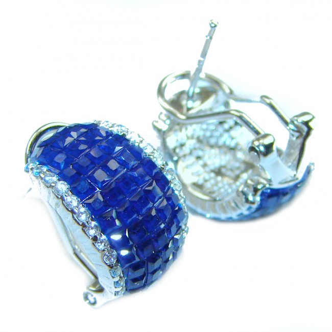 Magnificent Jewel Sapphire .925 Sterling Silver handcrafted incredible earrings