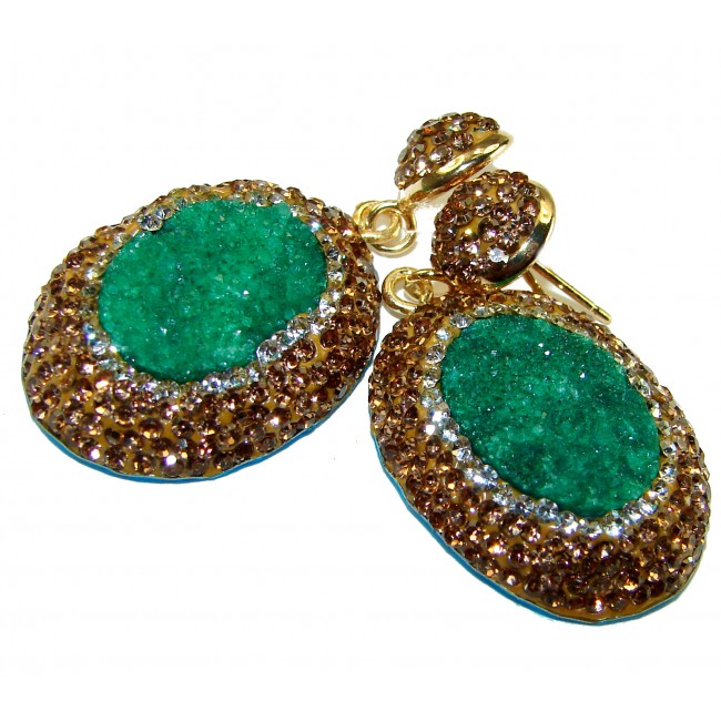 Infinity rare Rough Emerald .925 Sterling Silver earrings