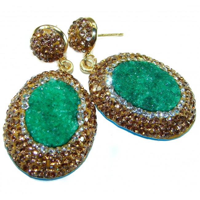 Infinity rare Rough Emerald .925 Sterling Silver earrings