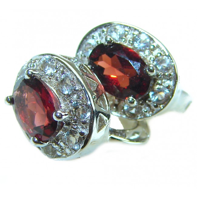 Authentic 4.5ct Garnet .925 Sterling Silver handmade earrings