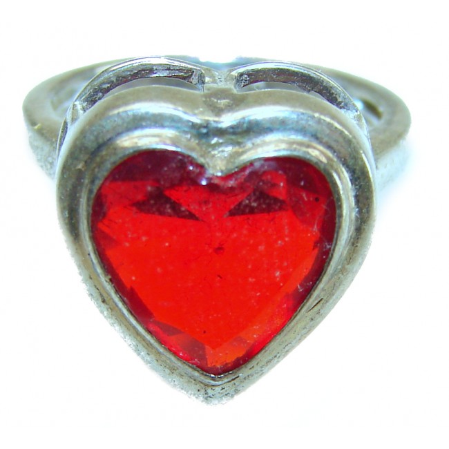 Sweet Heart Red Topaz .925 Silver handcrafted Ring s. 6 1/4