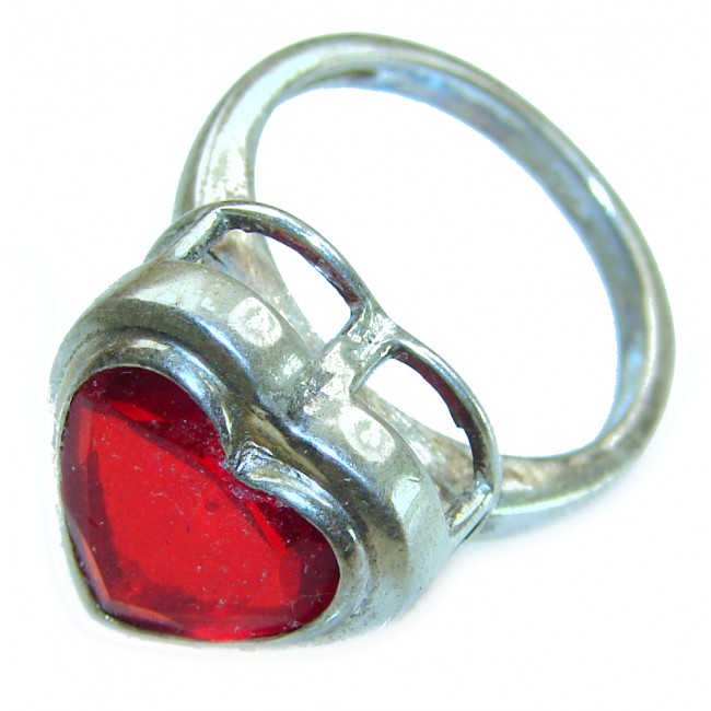 Sweet Heart Red Topaz .925 Silver handcrafted Ring s. 6 1/4