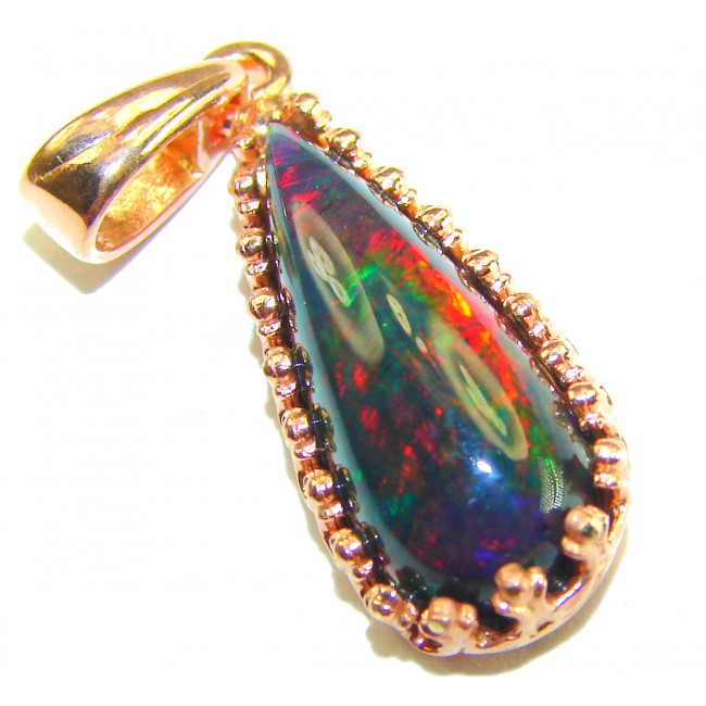 Pure Perfection 14.6CTW Authentic Black Opal 18K Gold over .925 Sterling Silver handmade Pendant