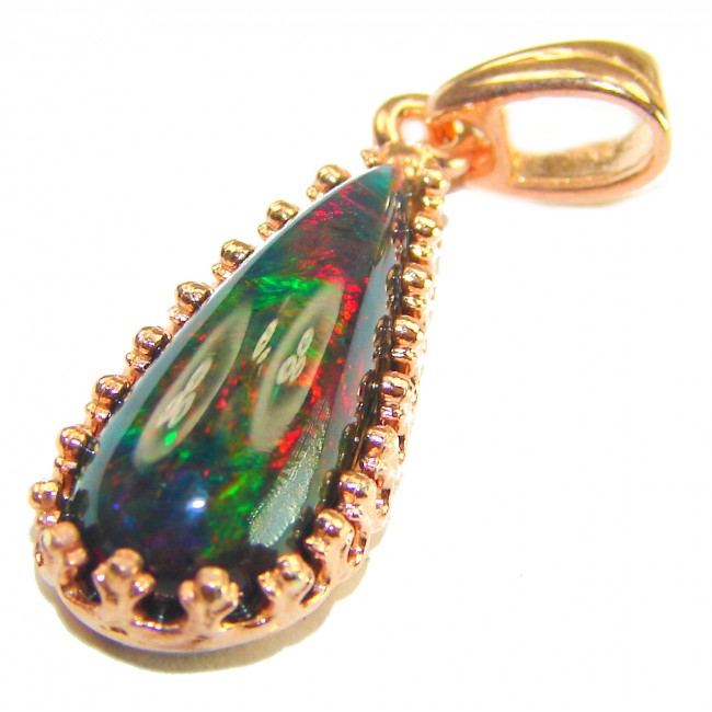 Pure Perfection 14.6CTW Authentic Black Opal 18K Gold over .925 Sterling Silver handmade Pendant