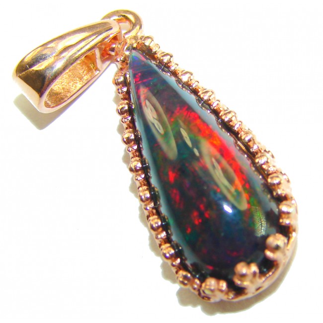 Pure Perfection 14.6CTW Authentic Black Opal 18K Gold over .925 Sterling Silver handmade Pendant