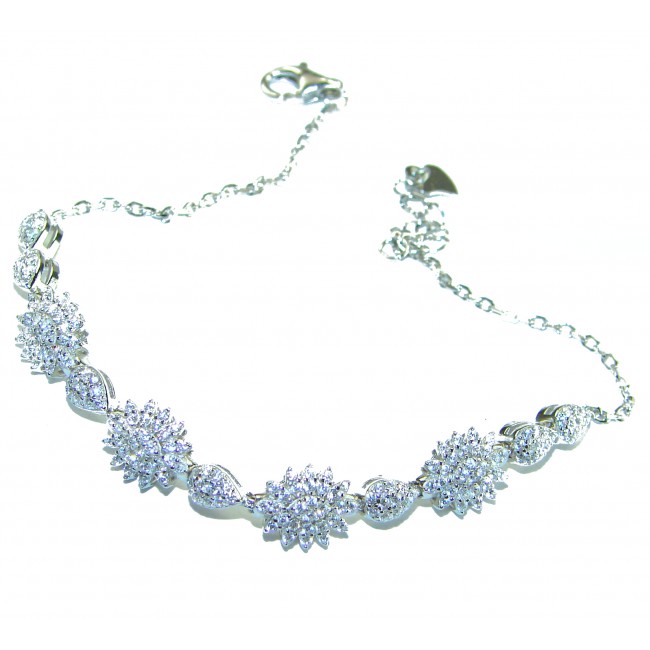 Luxurious Genuine White Topaz .925 Sterling Silver Bracelet