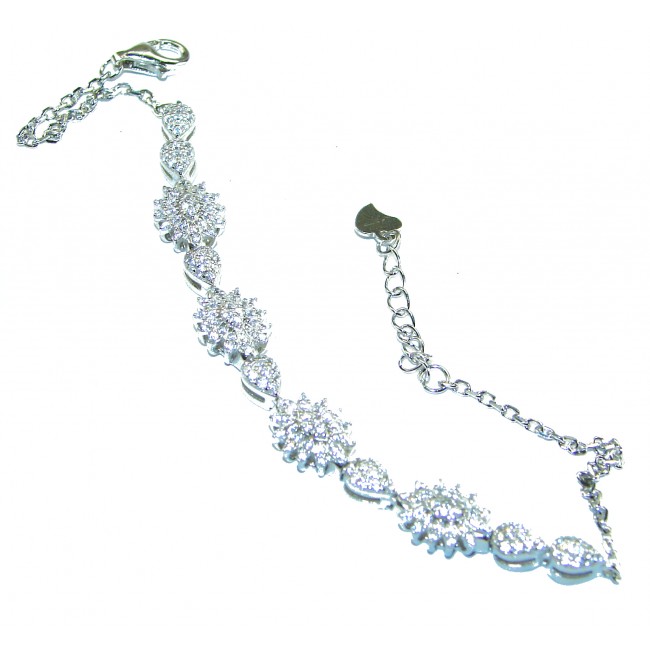 Luxurious Genuine White Topaz .925 Sterling Silver Bracelet